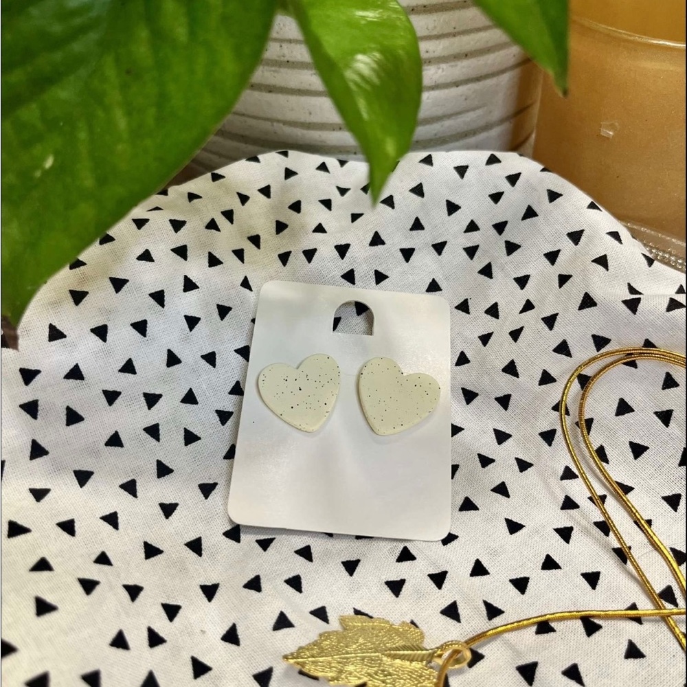 Heart shaped polymer clay earrings